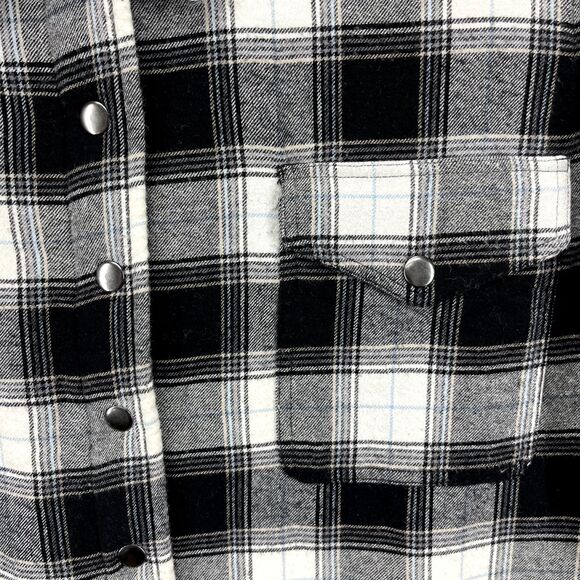 Lucky Brand Jacket Womens XL White Black Buffalo Plaid‎ Fleece Flannel - Picture 5 of 16